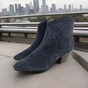 Isabel Marant dacken embroidered suede ankle boots US 7 Dark Midnight Western